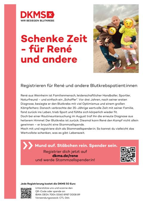 Weinheim: Hoffnung für René – DKMS-Registrierungsaktion sucht Lebensretter