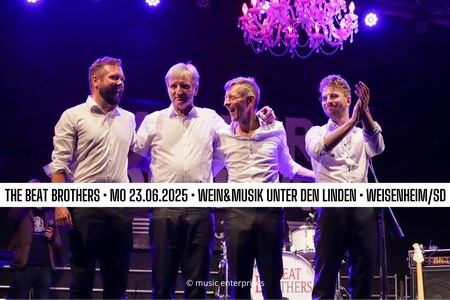 VTipp • 23.06.2025 • Wein &amp; Musik • Weinfest unter den Linden in Weisenheim am Sand • The Beat Brothers • Gitarrenrockmusik von 1960 bis 1990