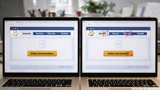 Es gleicht einem Fehler-Suchbild: Selbst im direkten Vergleich sind die Unterschiede kaum zu erkennen. Die Darstellung dient der Veranschaulichung und wurde KI-generiert; die gezeigten Seiten existieren so nicht. Wie viele Unterschiede finden Sie? Bild: KI-generiert 